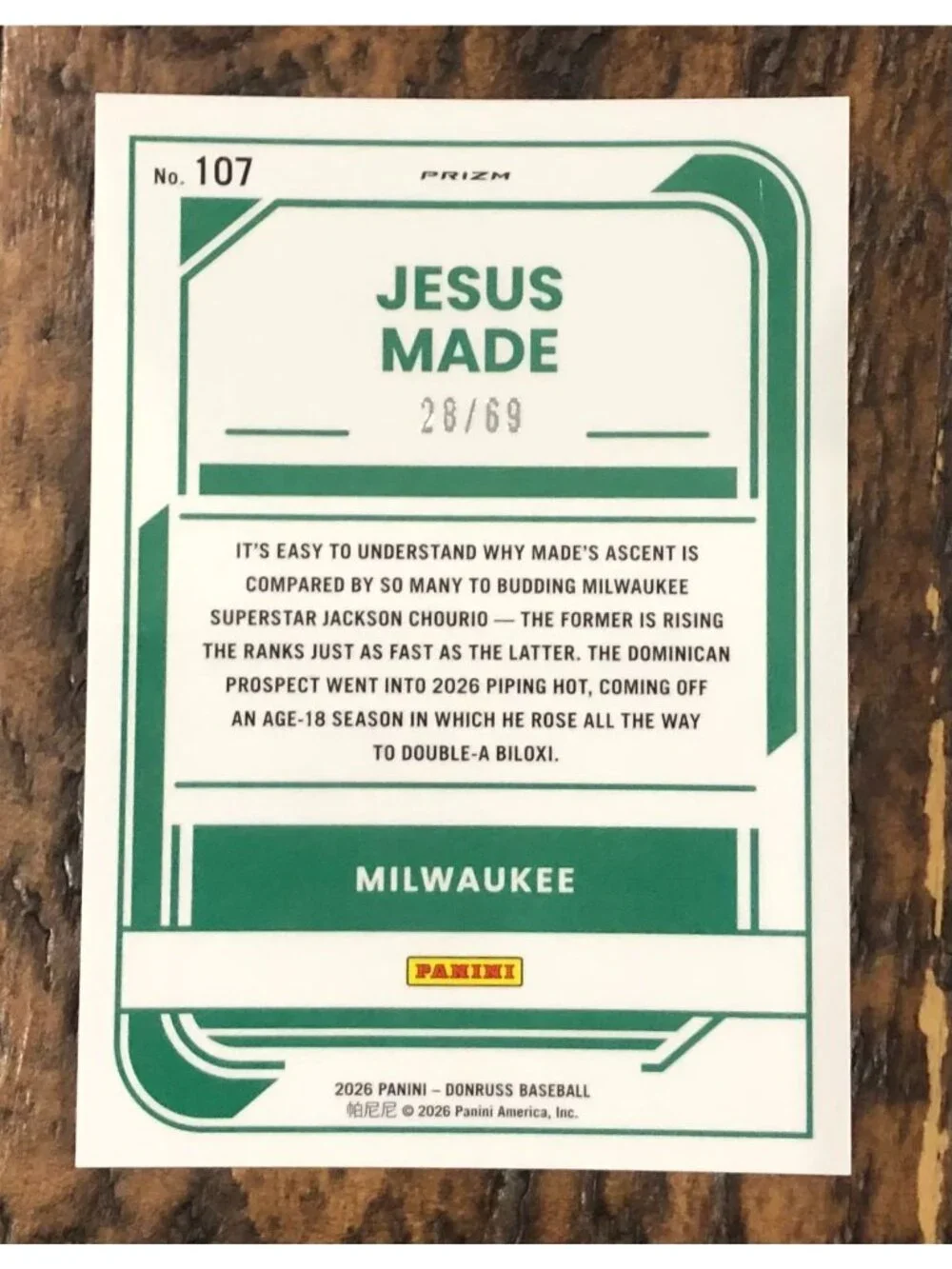2026 Donruss Optic Jesus Made Electricity SSP Rookie Card 26/69